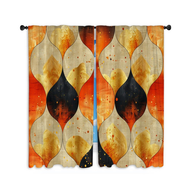 Abstract Shape Visual Room Darkening Curtain Pair, 20" W x 54" L