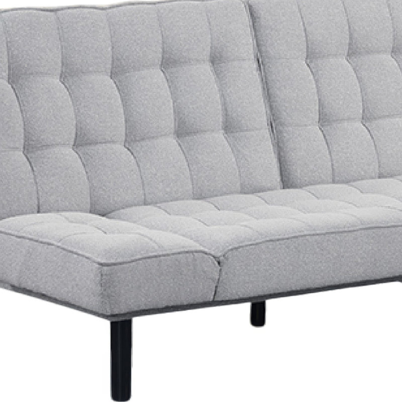 Convertible Futon Sofa Bed, Biscuit Tufted Cushions, Gray 81 Inch, Light Gray Fabric
