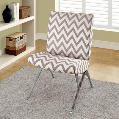 Chaise d'appoint, sans accoudoirs, tissu rembourré, salon, chambre à coucher, tissu brun revêtu, métal chromé, style contemporain et moderne