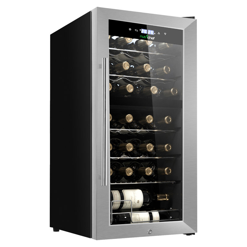 NutriChef Dual Zone 16.93'' Freestanding 28 Bottle and Can Wine & Beverage Refrigerator