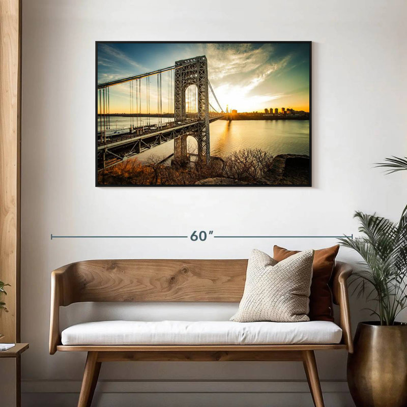 Pont George Washington NJ, Cadre flottant noir, 43 po x 29 po