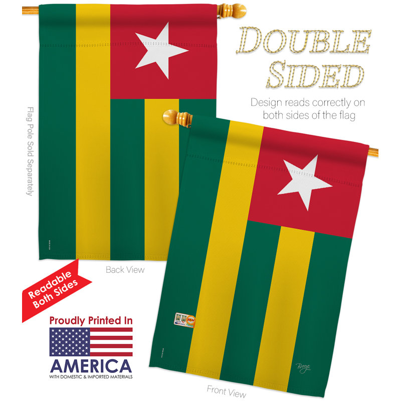 Drapeau du Togo du monde de la nationalité à 2 faces de polyester décoratif vertical 28 x 40 po Ensemble de drapeaux