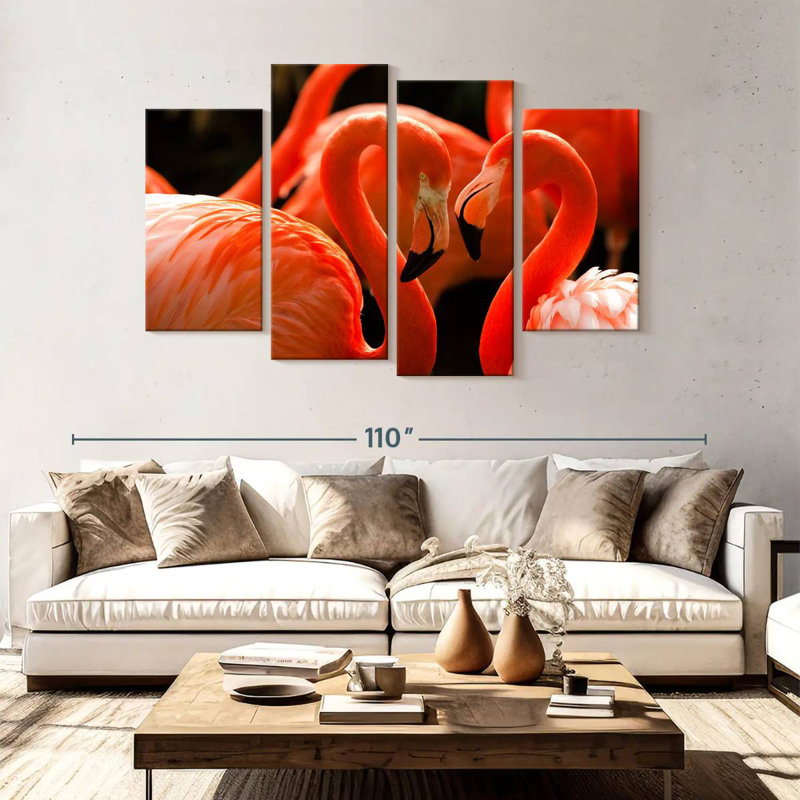 Brampt Heart Shaped Flamingos, 54" H x 84" W
