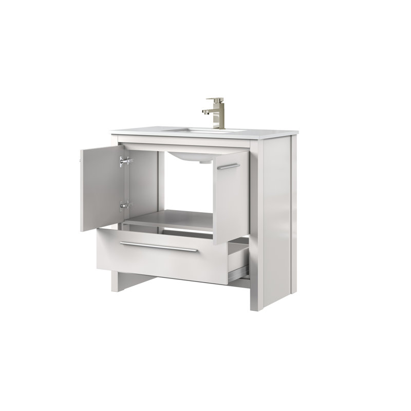 Lafarre 36" W x 20" D Single Bath Vanity Top & Faucet Set, White, White Cultured Marble