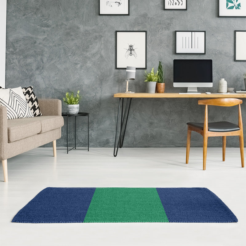 Tapis bleu à rayures de hockey national, Rectangle 3 pi x 5 pi, Non