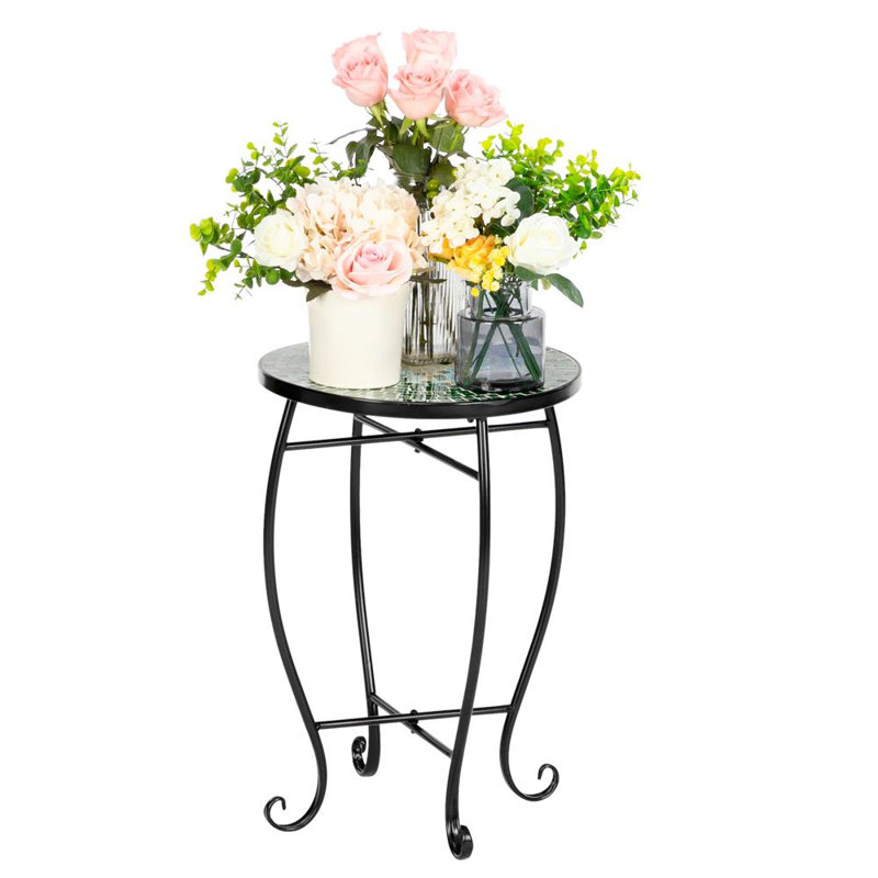 Juliett Round Outdoor Side Table , 13.8'' in. W 13.8'' in. D, Green