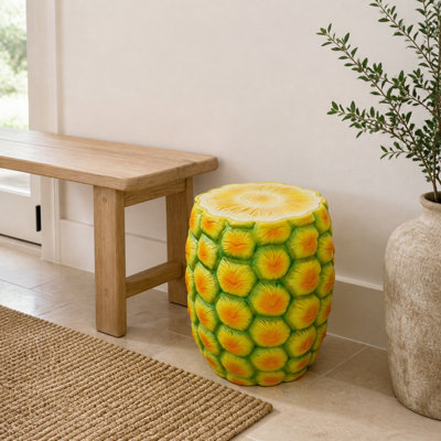 Pineapple Resin Accent Stool, 12.4 x 14 Inches, Yellow