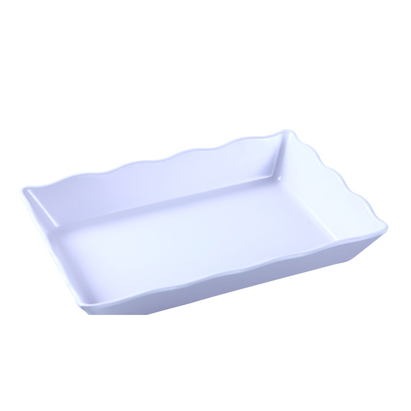 Plateau en mélamine Deli Collection Deli, L 14 po x l 9,5 po x H 2 po, Blanc