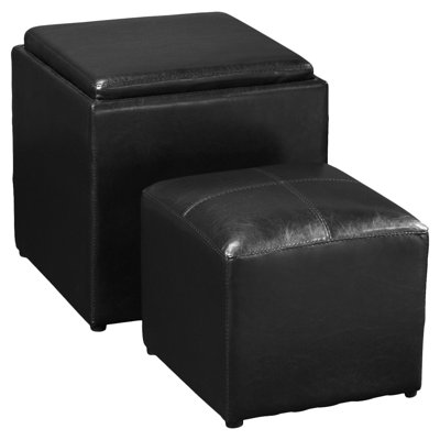 Aihnoa Square Ottoman with Stool and Reversible Tray