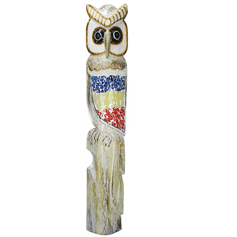 Statue hibou en bois Kateryna, H 31,5 po x l 5,51 po x P 3,15 po