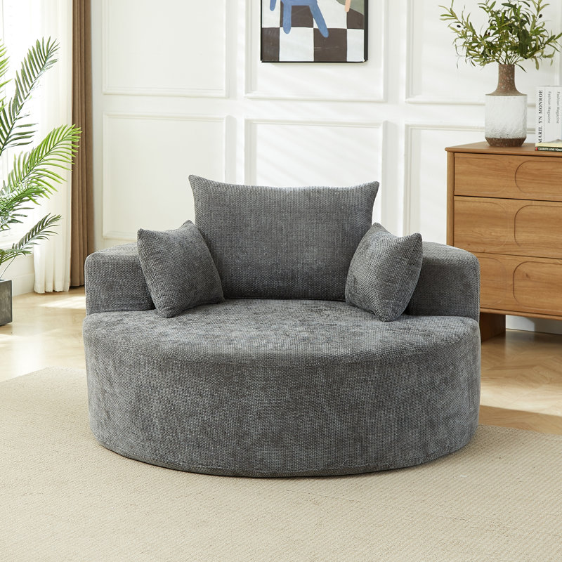 Canapé-lit simple 55 po en chenille éponge, sans assemblage requis, fauteuil moderne moelleux pour le salon et la chambre à coucher