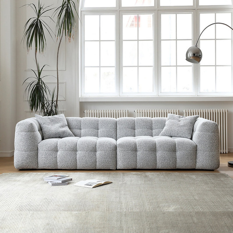 Canapé français simple de style crème, 4, Gris clair, H 27,56 po x l 118,11 po x P 40,55 po