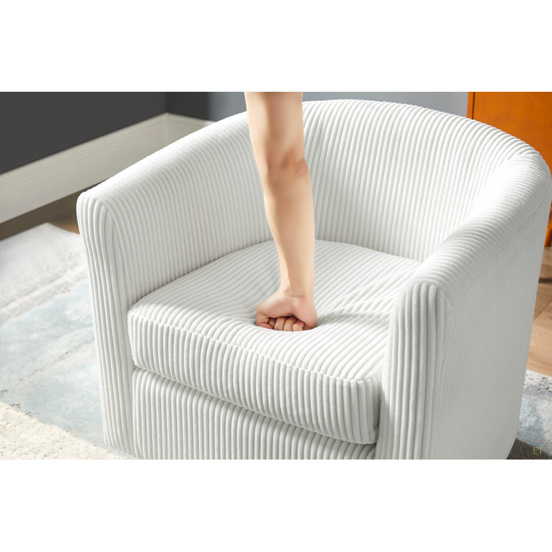 Chaise rembourrée avec repose-pieds, Velours côtelé blanc