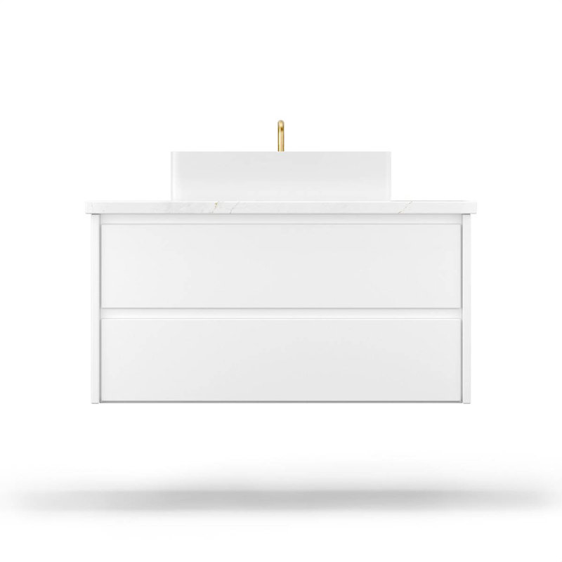 Gilded Two-Drawer Single Bath Floating Vanity, 30", Pure White