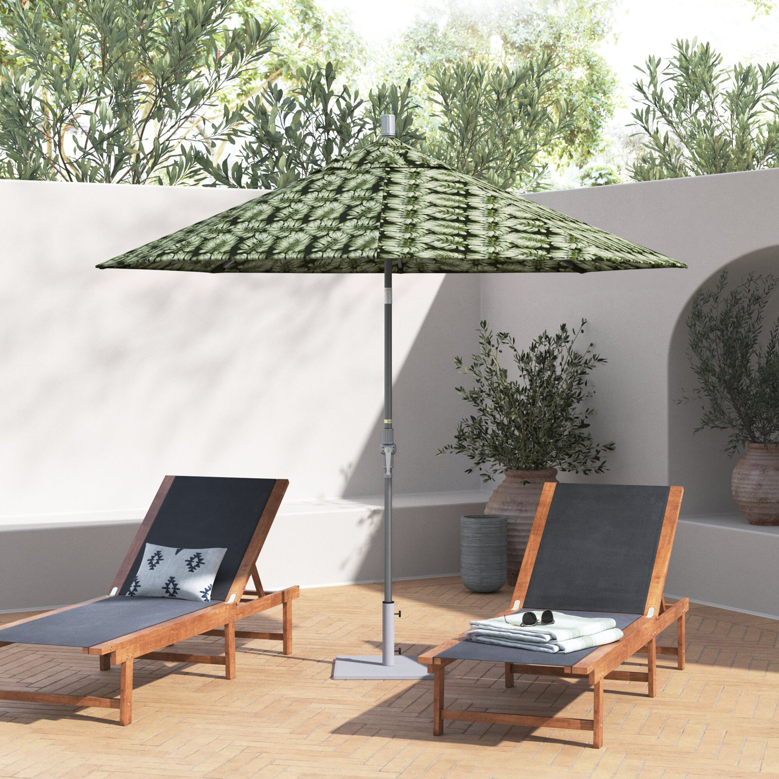 Santana 108'' Outdoor Umbrella, Palm Hunter - Pacifica Premium