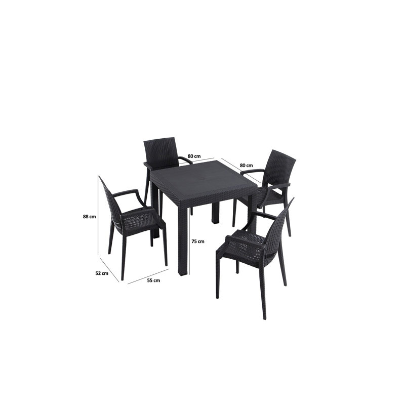 Cardamom 4 - Person Patio Dining Set with Rectangular Table