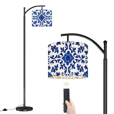 Arc Floor Lamp Abstract Geometric Vibrant Colors Dynamic Shapes Floor Lamps with Remote LED Lights Adjustable Lamp Shades Tall Standing Lamps for Reading Office Living Room