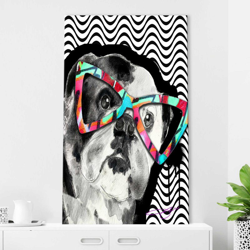 Bulldog (vertical) par By Jodi - impression, Toile tendue, H 40 po x l 24 po x P 1,5 po