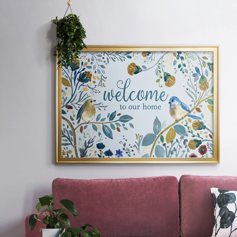 Welcome to our home, reproduction d'art sur toile, Or, H 30 po x l 44 po x P 1,5 po
