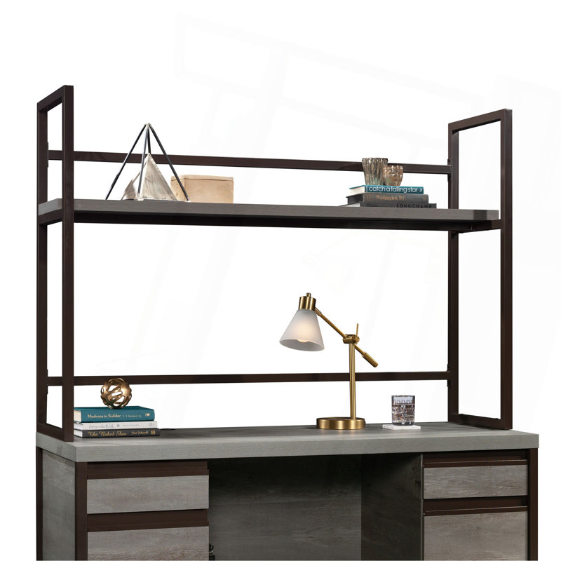 Hutch with 1-Inch Thick Top, Brown finish