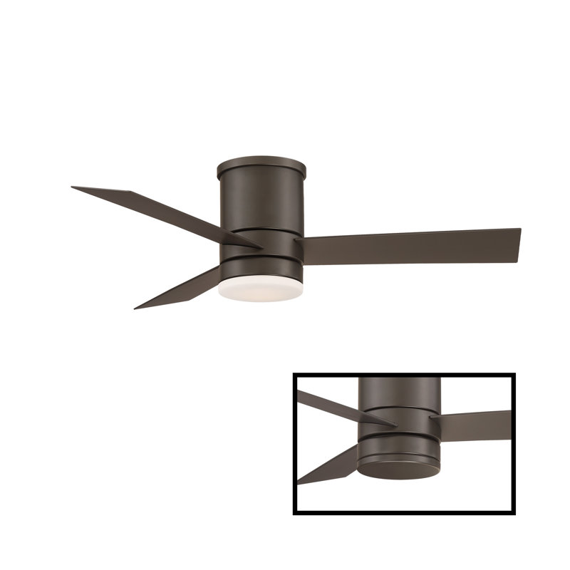 Axis 3 - Blade Outdoor Smart Flush Mount Ceiling Fan with Remote Control and LED Light Kit Included, Works With Alexa and iOS / Android App