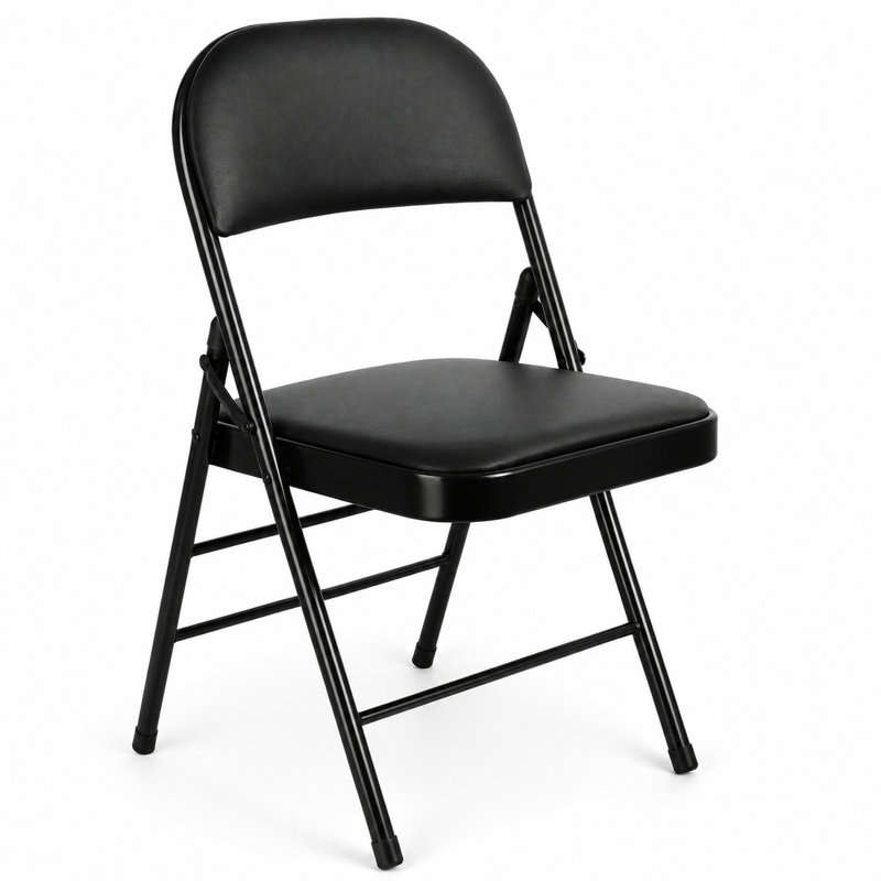 Faux Leather Banquet Folding Chair Folding Chair, Black