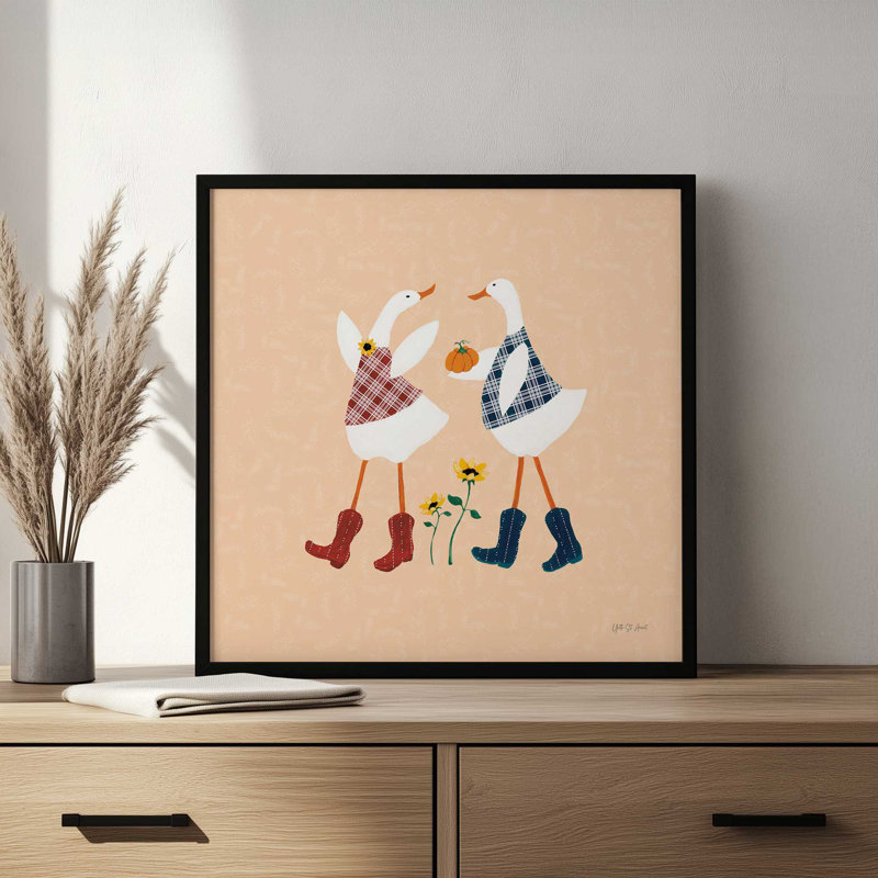 «Ducks in the Pumpkin Patch V» par Yvette St. Amant, reproduction d'art, 36" H x 36" W, Noir