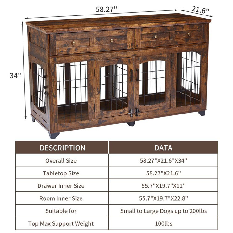 Tucker Murphy Pet™ 47.24”W Big Furniture Style Wooden Dog Crate