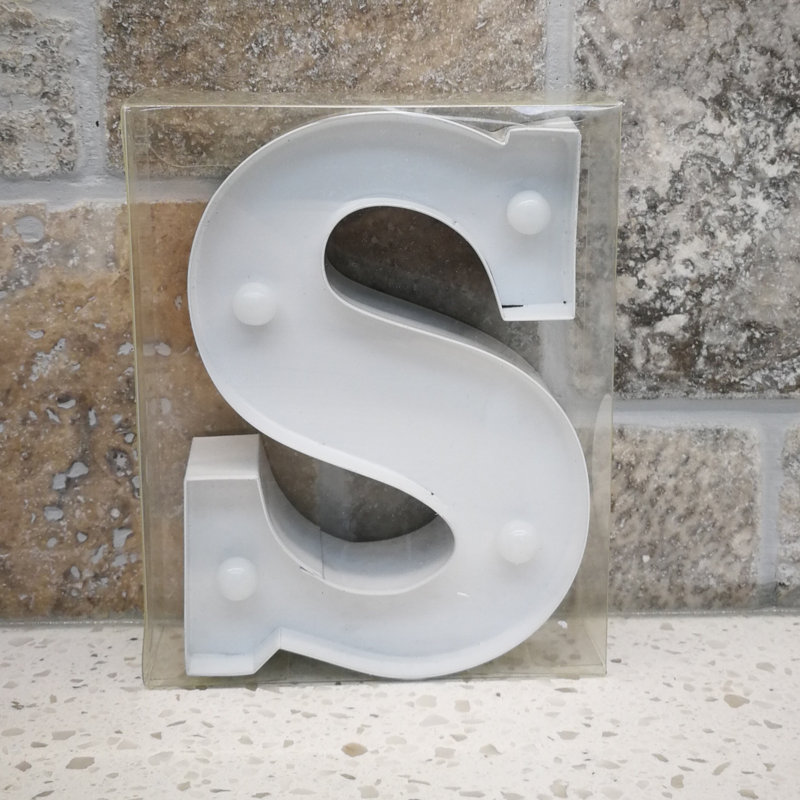 Enseigne lumineuse del de décoration de lettre cadeau s, Blanc