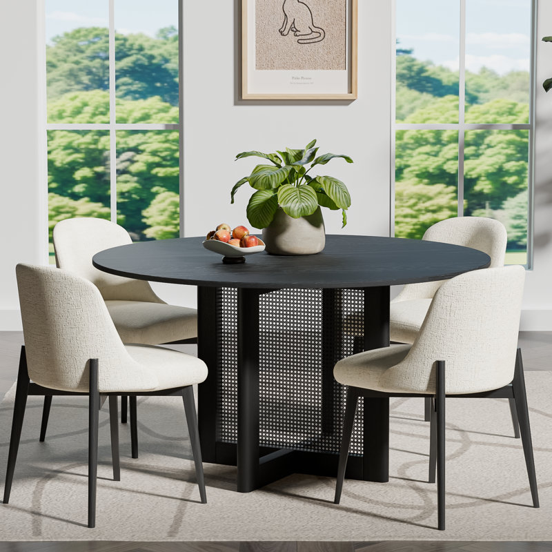 Ensemble de chaises de table rondes en bois, Noir, H 30 po x L 52 po x l 52 po