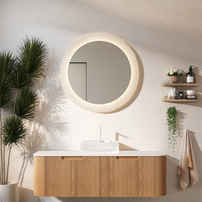 Meuble-lavabo flottant moderne de 48 po avec rangement, conception en bois et verre