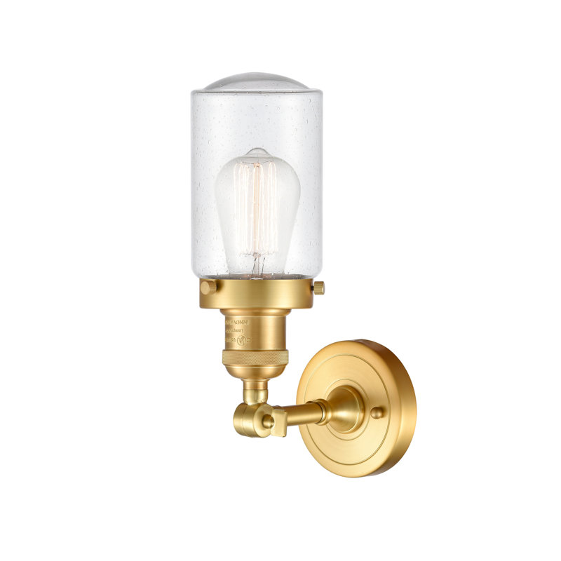 Armed Sconce, 60 Watt Vintage Incandescent Bulb, Seedy, Satin Gold