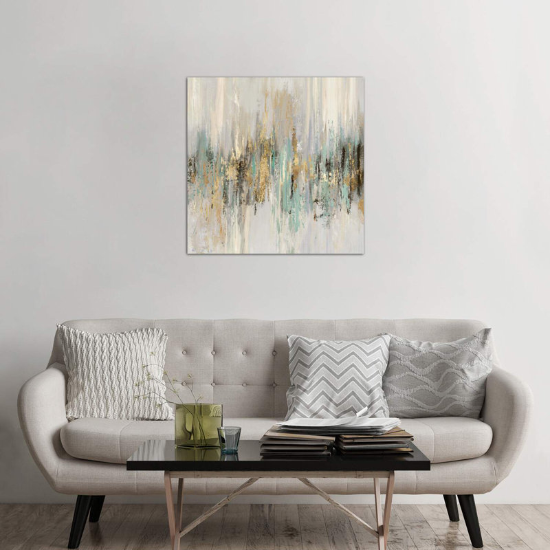 «Dripping Gold II» par Tom Reeves - reproduction d'art, H 37 po x l 37 po x P 1,5 po, Toile tendue