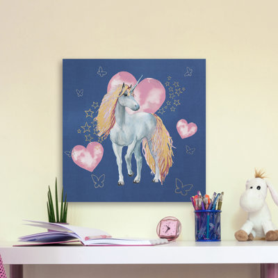 Niangua 'Stars and Love Unicorn' Print on Wrapped Canvas