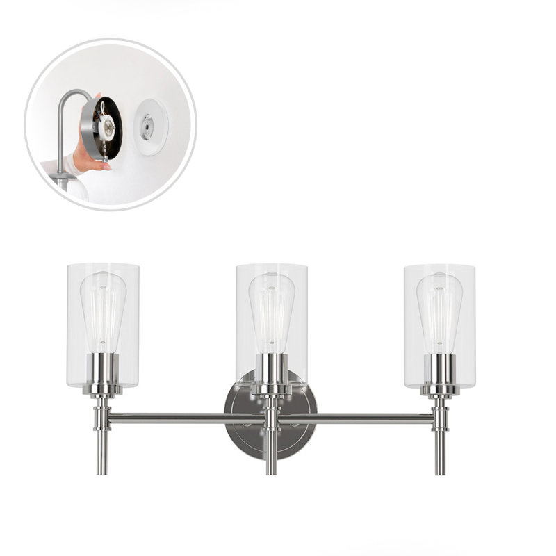 Wexton 3-Light 5.44” Wide Vanity Light, Clear, Brushed Nickel