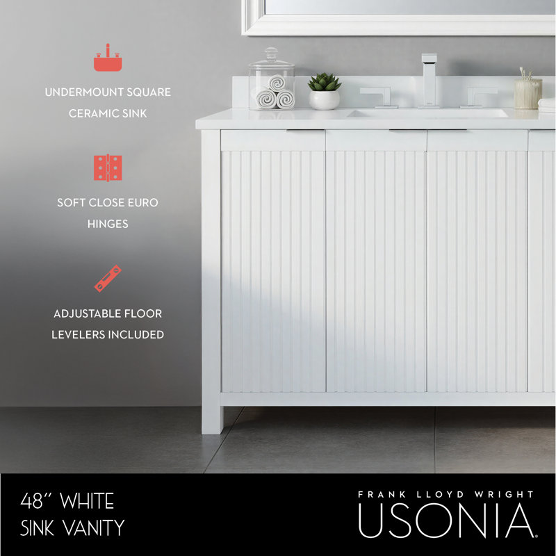 Through Lines 48" Single Bathroom Vanity, White, Single-Hole