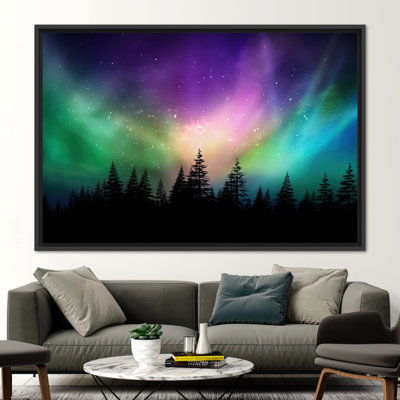 Aurora Light Artwork, Northern Light Poster, Forest Artwork, Landscape Poster, Sky Printed, Starry Sky Canvas, Colorful Sky Wall Art,