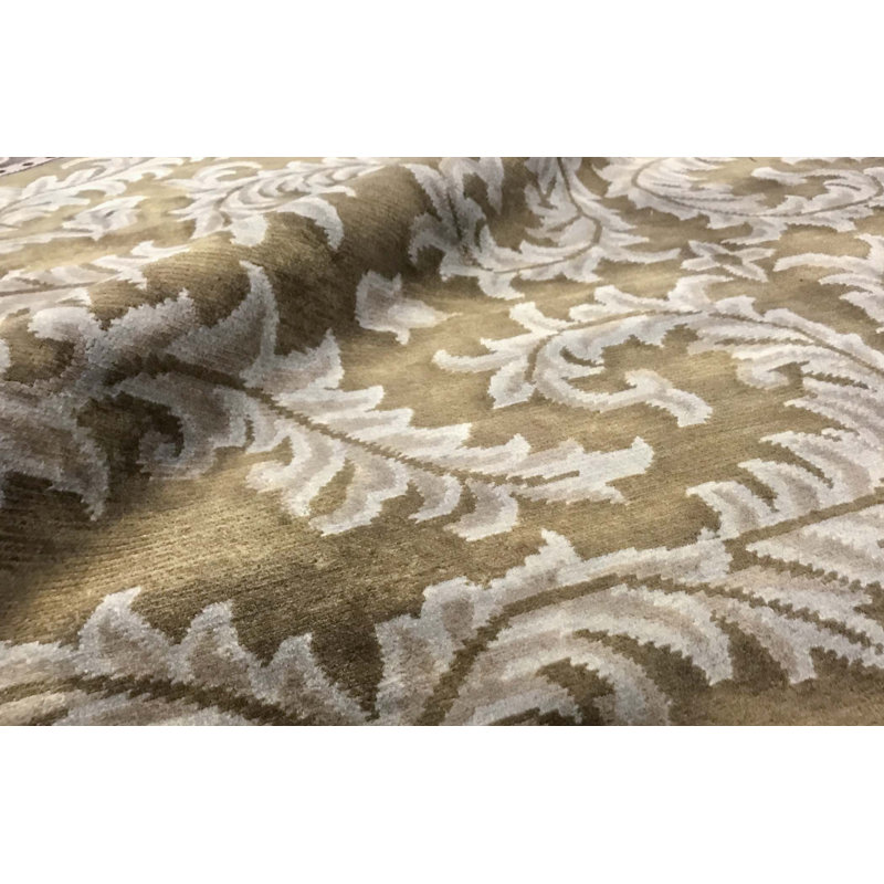 Hand-Knotted High-Quality Gold and Red Area Rug