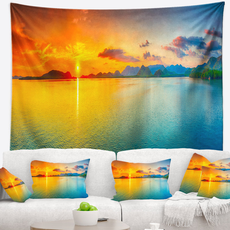 Tapisserie panorama coucher de soleil, H 68 po x l 80 po