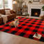 Tapis à carreaux Buffalo (1 pièce) - Style champêtre chaleureux, motif à carreaux rouges et noirs éclatants, antidérapant, lavable, pour une utilisation intérieure dans le salon, la chambre, la cuisine, le bureau ou l'entrée.-251529767
