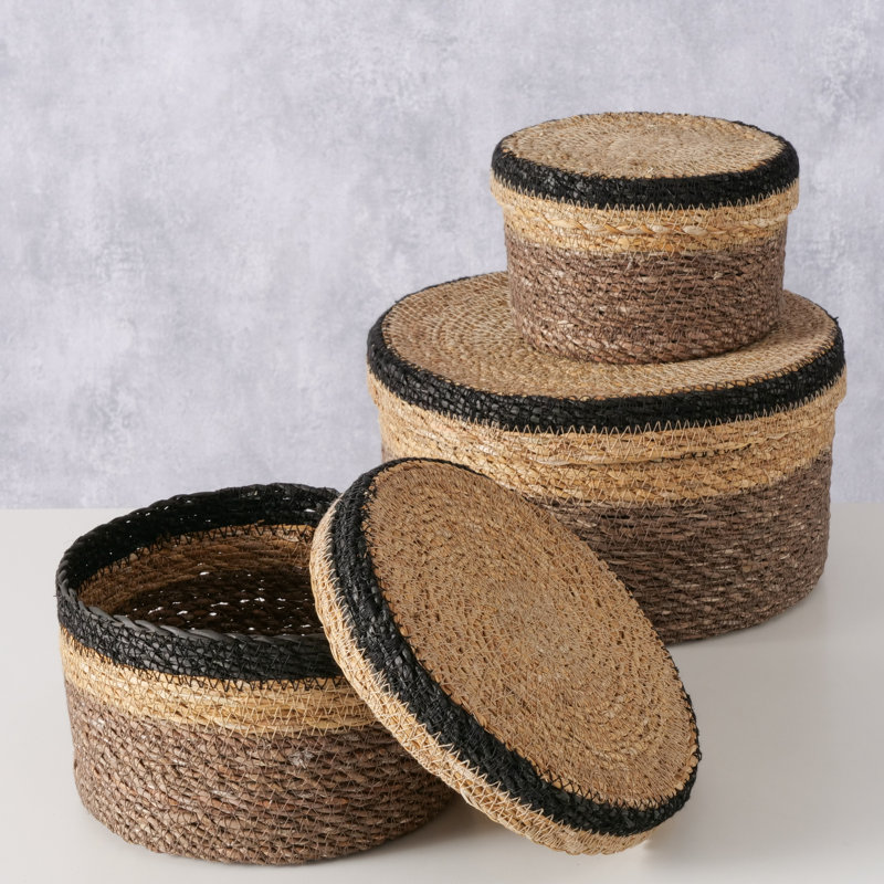 3 Piece Stackable Circular Basket Box Set