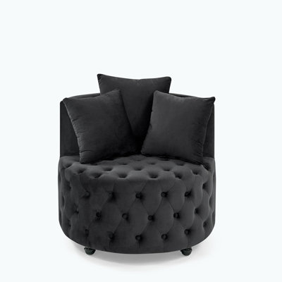 Button Tufted Velvet Upholstered Swivel Chair