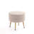 Bailey Mid-Century Modern Woven Polyester Blend Upholstered Wood Ottoman in Wheat with Gold Legs-2023635548-2023635549