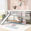 Lit mezzanine simple en bois massif avec glissoire, couleur grise