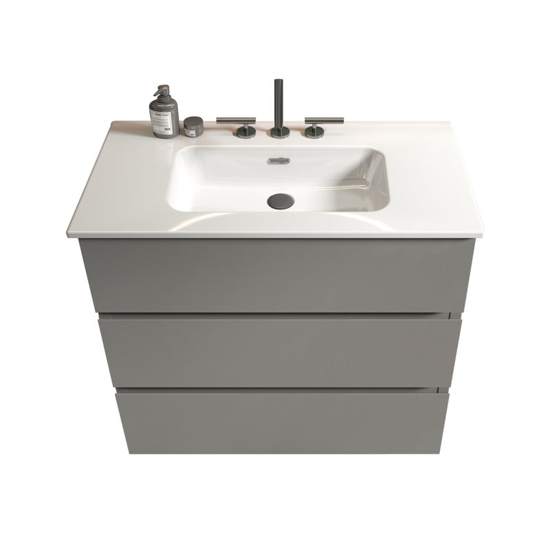 Meuble-lavabo gris 36 po - Silencieux, ergonomique, gris extra moderne, spacieux, silencieux, Gris, 36"