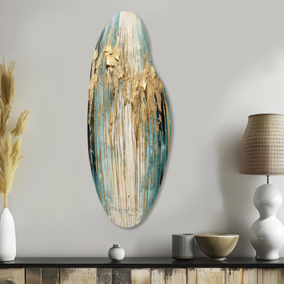 Gilded Daydreams VI - Minimalism Curved Metal Wall Art, Brown Asymmetrical Metal Art Print