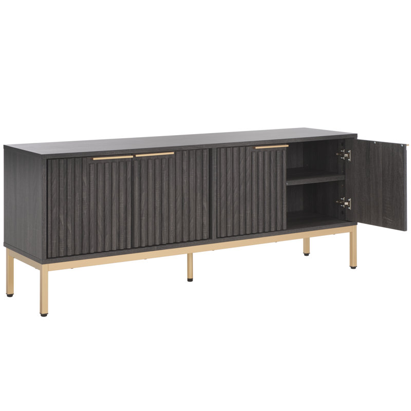 Storage TV Stand, Distressed Black