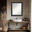 Miroir mural de salle de bain incliné noir biseauté-120429706-120429708
