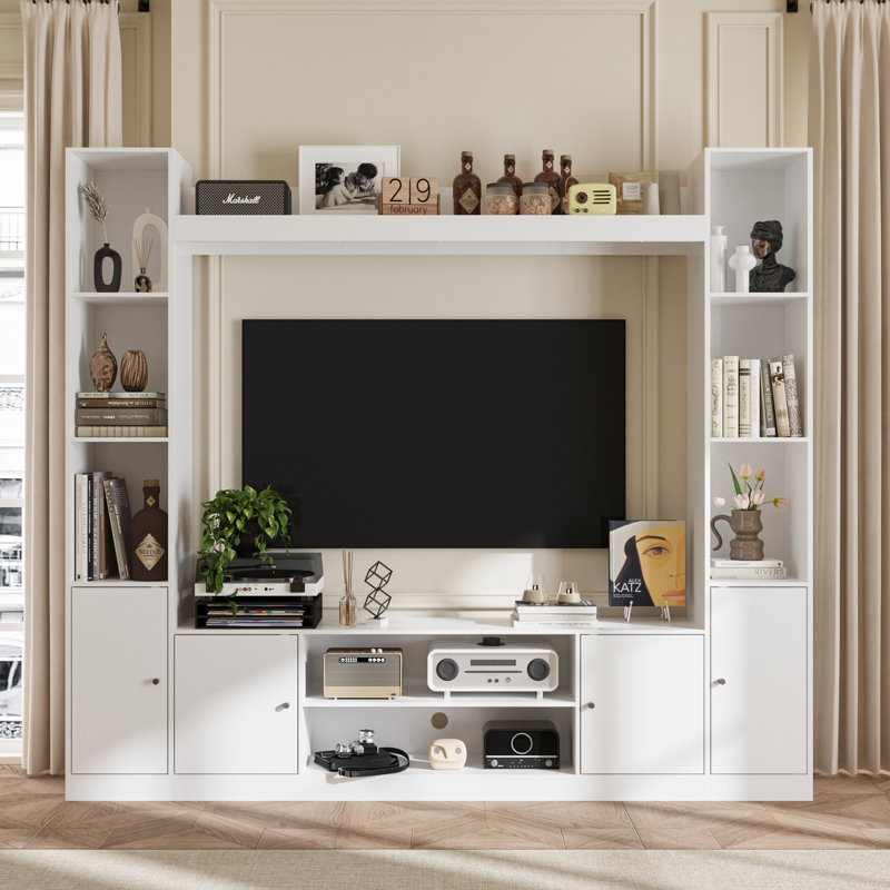 71'' H X 81'' W 4-Door Entertainment Center, White