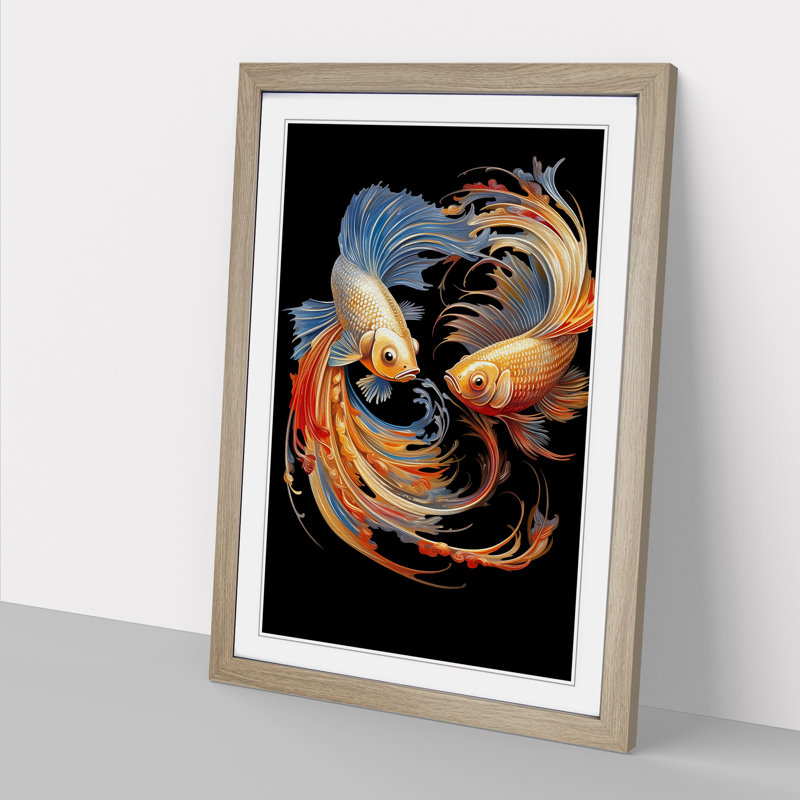 Fish Modern - Framed Print, Oak, 64cm H x 46cm W x 2cm D